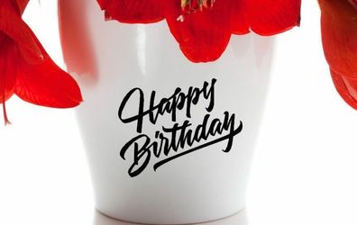 Blumentopf Aufkleber Blumen Vasen Karte Billet Happy Birthday Geburtstag 132/2/1