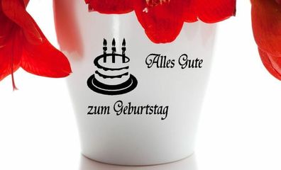 Blumentopf Aufkleber Blumen Vasen Karte Billet Happy Birthday Geburtstag 132/2/4