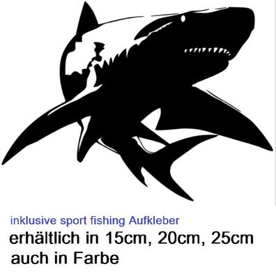 Fische Auto Aufkleber Fischer Aufkleber Hai shark fishing sticker 140/8