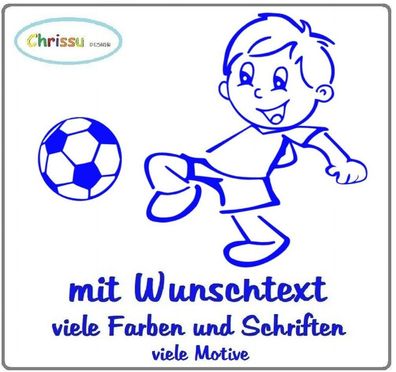 Kinderaufkleber Autoaufkleber Baby Kinder Aufkleber Wunschtext Fussball 1/76
