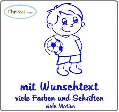 Kinderaufkleber Autoaufkleber Baby Kinder Aufkleber Wunschtext Fussball 1/75