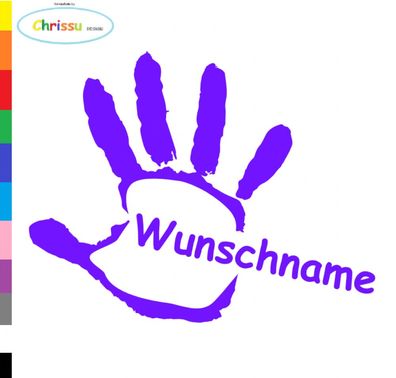 Kinderaufkleber Autoaufkleber Babyaufkleber Kinder Hand Wunschtext / Name 155/8