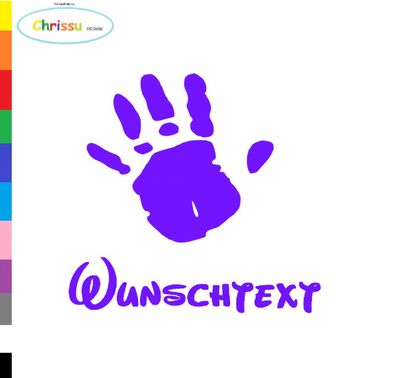 Kinderaufkleber Autoaufkleber Babyaufkleber Kinder Hand Wunschtext / Name 155/9