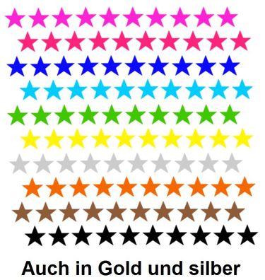 100 Stück Sterne Aufkleber 15mm 20mm Schule auch in GOLD und SILBER 170/2
