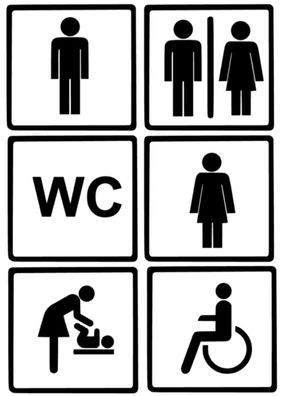 WC Toiletten Aufkleber Set für Büro Gastronomie Geschäfte Firmen Behinderten 76