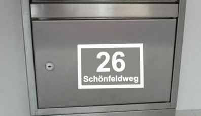 Hausnummern Aufkleber 15, 20, 25 cm Hausnummer Straßennamen Postkasten (96)