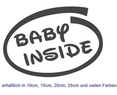 Baby Inside Aufkleber Autoaufkleber Kinderaufkleber Babyaufkleber Auto 209/6