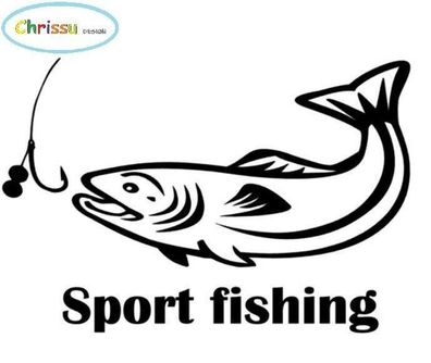 Fisch inkl. Schriftzug Aufkleber Angelsport, Sportangeln Aufkleber 232/3