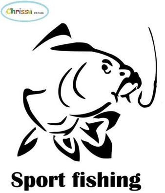 Fisch inkl. Schriftzug Aufkleber Angelsport, Sportangeln Aufkleber 232/13