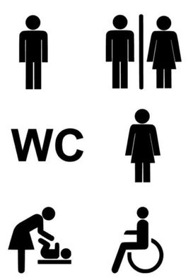 WC Toiletten Aufkleber Set für Büro Gastronomie Geschäfte Firma Behinderten 76/1