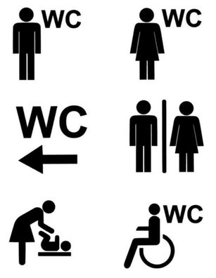WC Toiletten Aufkleber Set für Büro Gastronomie Geschäfte Firma Behinderten 76/2