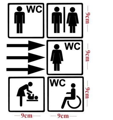 WC Toiletten Aufkleber Set für Büro Gastronomie Geschäfte Firma Behinderten 76/3