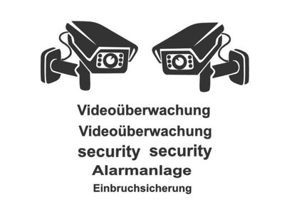 Sicherheit Aufkleber Set Kamera Video security Überwachung Alarmanlage Cam 245/2
