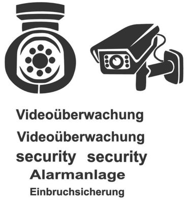 Sicherheit Aufkleber Set Kamera Video security Überwachung Alarmanlage Cam 245/3