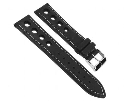 Ersatzband Uhrenarmband Leder Racing schwarz 20mm 17670S