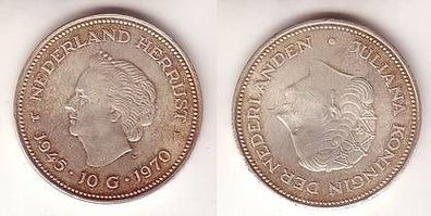 10 Gulden Silber Münze Niederlande 1970