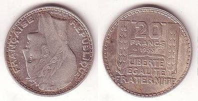 20 Francs Silber Münze Frankreich 1933