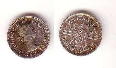 3 Pence Silber Münze Australien 1962
