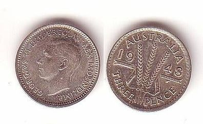 3 Pence Silber Münze Australien 1948