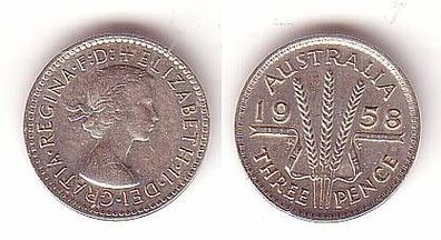 3 Pence Silber Münze Australien 1958