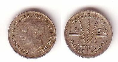 3 Pence Silber Münze Australien 1950