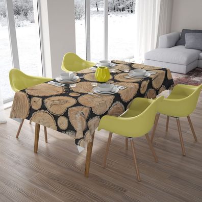 Foto-Tischdecke Baumstämme Holz Tischwäsche mit Motiv Deko Fotodruck auf Maß