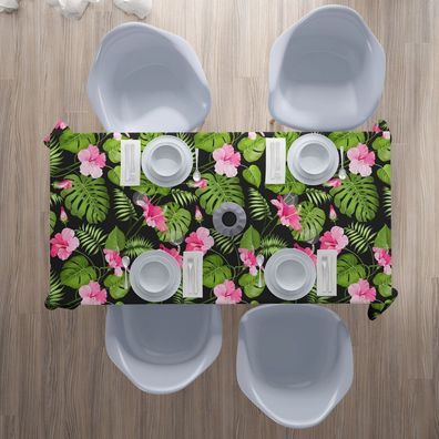 Foto-Tischdecke tropische Blumen Palme Tischwäsche mit Motiv Deko Fotodruck auf Maß
