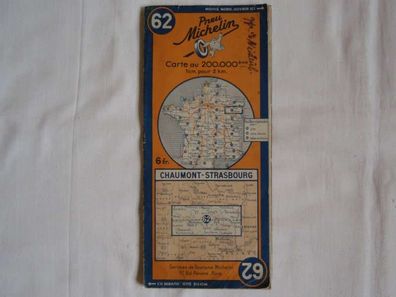 Karte Landkarte Michelin, Plan 62 Chaumont - Strasbourg, Motorrad Auto Oldtimer