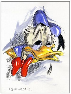 Klausewitz: Original Feder und Aquarell : Donald Duck Faces VIII / 24x32 cm