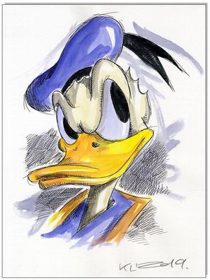 Klausewitz: Original Feder und Aquarell : Donald Duck Faces XII / 24x32 cm