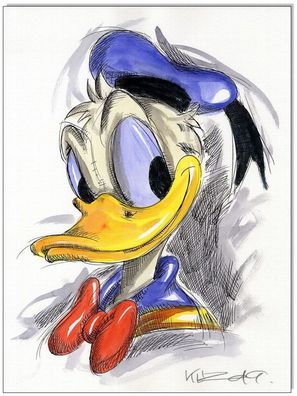 Klausewitz: Original Feder und Aquarell : Donald Duck Faces I / 24x32 cm