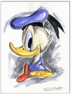 Klausewitz: Original Feder und Aquarell : Donald Duck / 24x32 cm