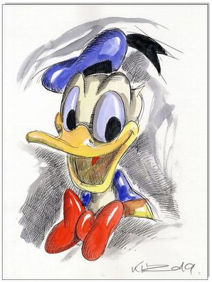 Klausewitz: Original Feder und Aquarell : Donald Duck Faces V / 24x32 cm