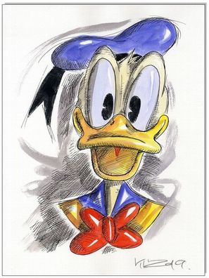 Klausewitz: Original Feder und Aquarell : Donald Duck Faces X / 24x32 cm