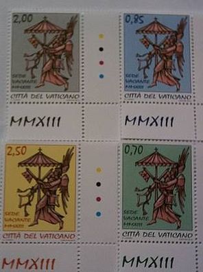 4 x Briefmarken Sedisvakanz 1.3. 2013 Vatikan Papst Benedikt XVI. SOFORT Lieferbar