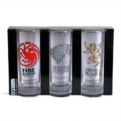 GAME OF Thrones 3er Gläser Set Stark Targaryen Lannister glass Trinkglas NEU NEW