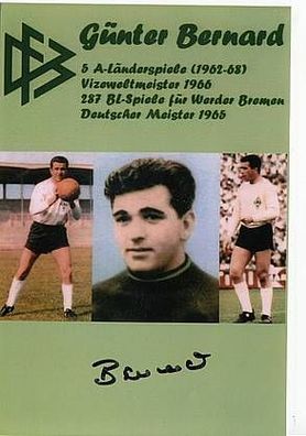 Günter Bernard DFB Vize Weltmeister 1966 TOP FOTO Original Signiert + A43056