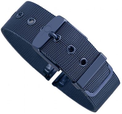 Minott | Uhrenarmband Milanaise Edelstahl blau glänzend 30604