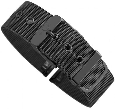 Minott | Uhrenarmband Milanaise Edelstahl schwarz glänzend 30559