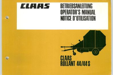 Betriebsanleitung CLAAS Rollant 44 und 44 s mit Schmierplan