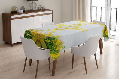 Foto-Tischdecke gelbe Blümchen Tischwäsche mit Motiv Deko Fotodruck auf Maß