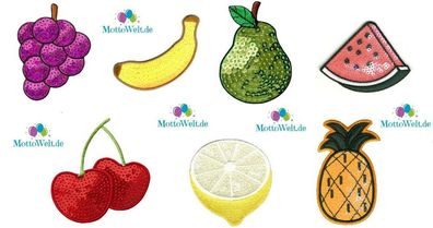 Tutti Frutti Obst Pailletten Applikationen, Flicken Aufbügeln Aufnähen Aufkleben