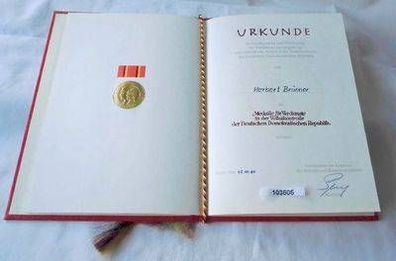 DDR Urkunde zur Medaille für Verdienste in der Volkskontrolle 1986