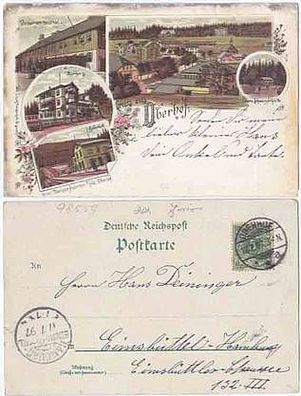 Oberhof 1897 Litho Bahnhof, Domainen Gasthof, Kurhaus, Top Karte.