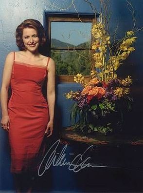 Original Autogramm Gillian Anderson auf Großfoto