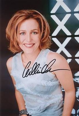 Original Autogramm Gillian Anderson auf Großfoto