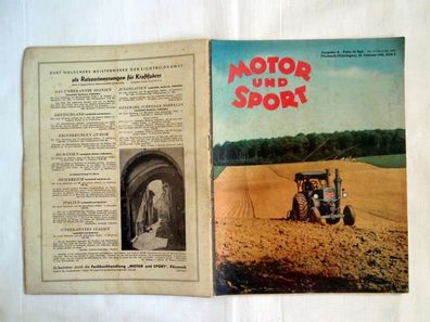Motor und Sport , Heft 8 / 1941, Oldtimer Auto Motorrad Schlepper Flugzeug