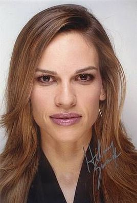 Original Autogramm HILARY SWANK auf Großfoto