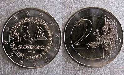 2 Euro Slowakei 2011 "Visegrad" unzirkuliert (unc.) aus der Originalrolle