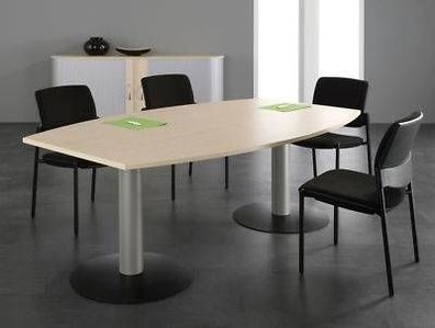 Konferenztisch Mega fassförmig Besprechungstisch mit Säulenfuß Tisch 200 cm